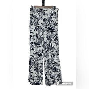 Sound/Style Floral Wide Leg Linen Blend Pants Sz Med